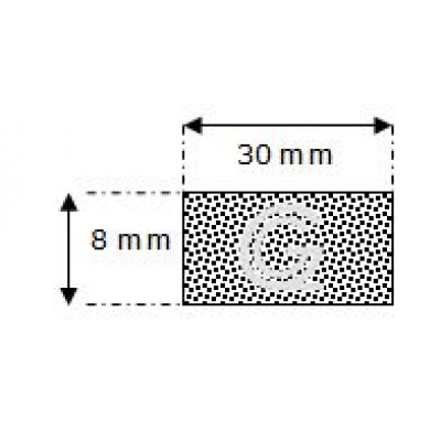 Rechthoekig mosrubber snoer | 8 x 30 mm | rol 50 meter